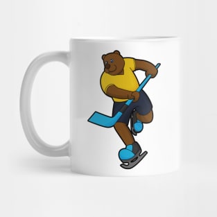 Bear at Ice hockey with Ice hockey stick Mug